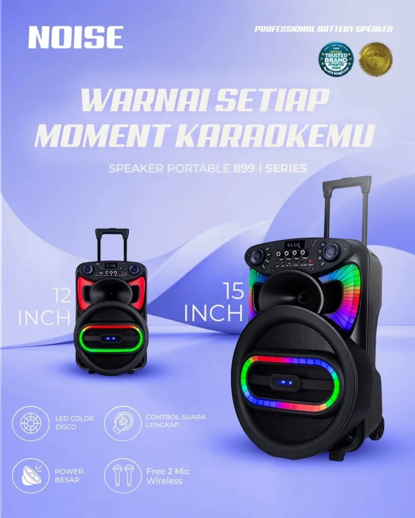 NOISE Speaker 899 I Speaker Karaoke Portable dengan Bass Kuat untuk Acara Keluarga