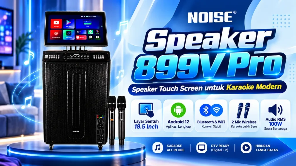 NOISE Speaker 899V Pro Speaker Layar Sentuh dengan Android 12 dan Audio 100W untuk Karaoke